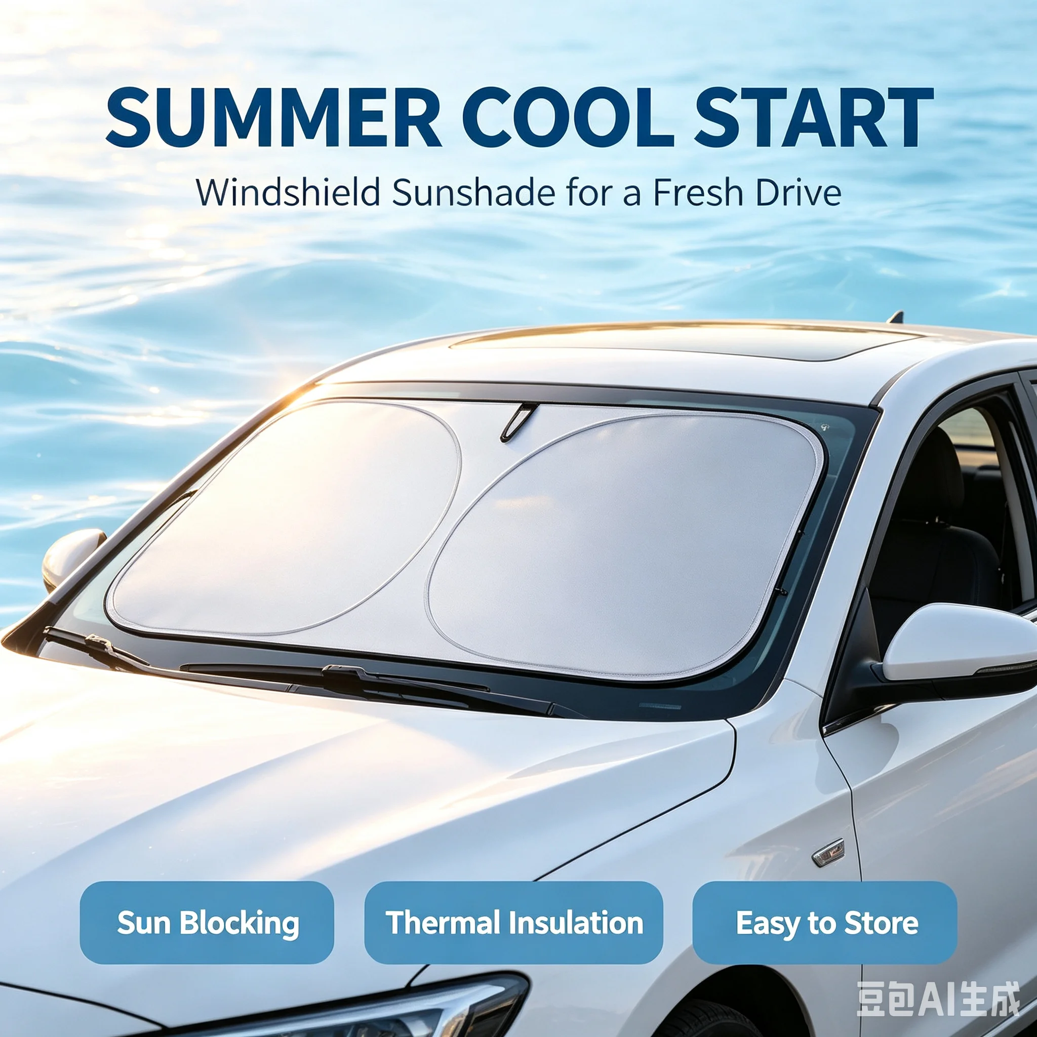 Windshield Sun Shade - واقي شمس قابل للطي للزجاج الأمامي