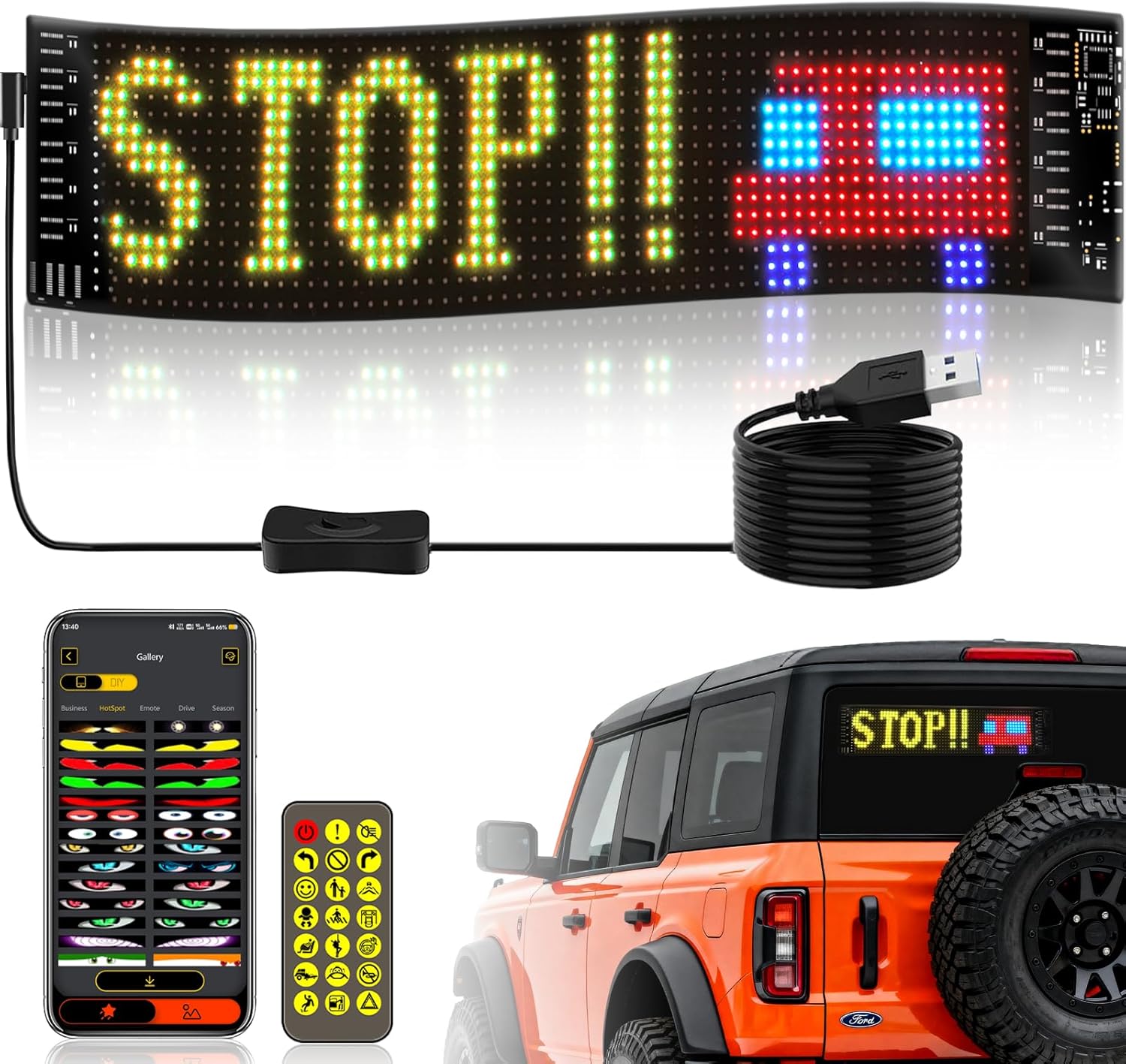 Car Led Light - لافتة سيارة LED مرنة، لوحة LED